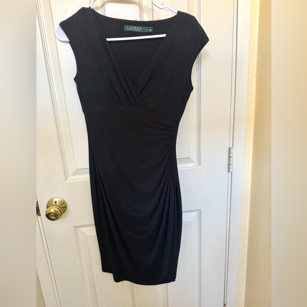 Ralph Lauren Women's V-neck Cocktail Dress Green Label color black size 2P